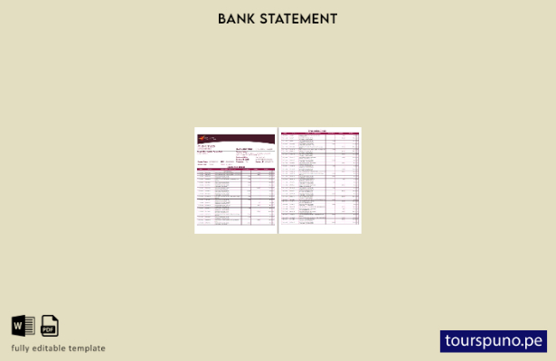 listo para imprimir plantilla de páginas de Word de extracto bancario de Indi 10